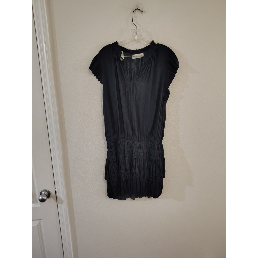 Pants Store Blue Gray Smocked Drop Waist Tiered Ruffle Mini Dress Medium
